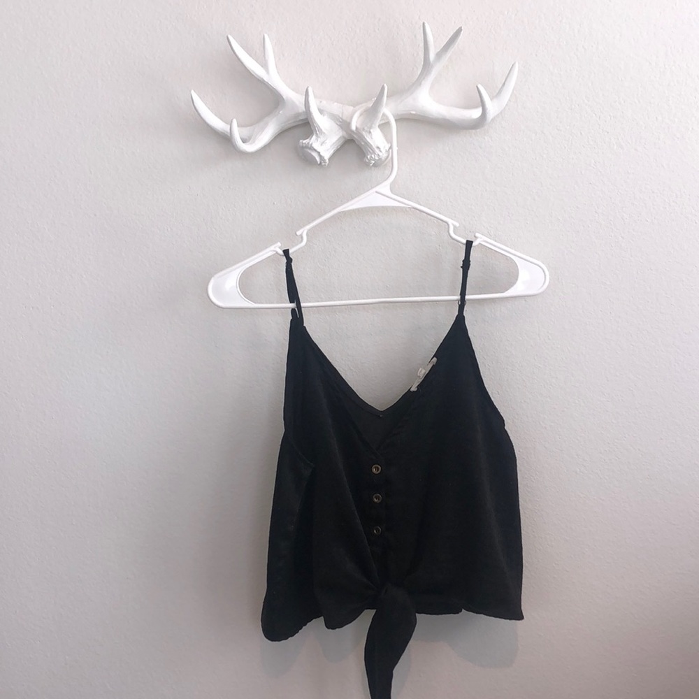 Black Tank with Tie Front